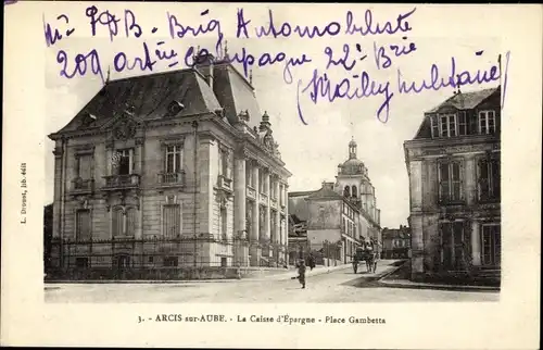Ak Arcis sur Aube, La Caisse d'Epargne, Place Gambetta