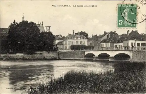 Ak Arcis sur Aube, Le Bassin des Moulins