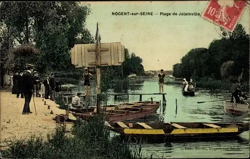 Ak Nogent sur Seine Aube, Plage de Jolainville