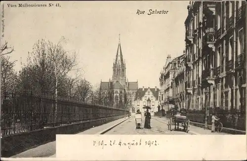 Ak Mulhouse Mülhausen Elsass Haut Rhin, Rue Salvator