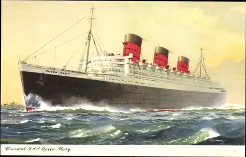 Ak Dampfer RMS Queen Mary, White Star Line, Cunard Line