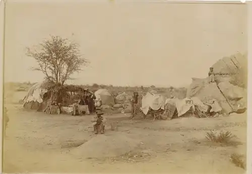 Foto DSW Afrika Namibia, ca 1900 - 1904, Afrikanisches Hottentottendorf