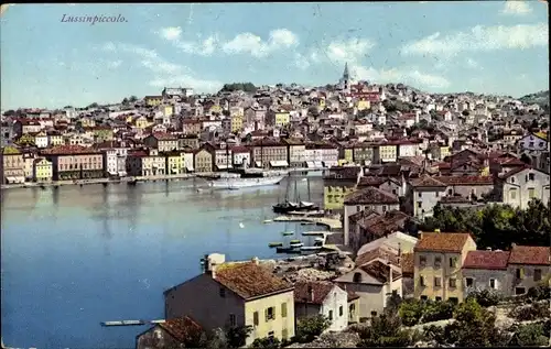 Ak Mali Lošinj Lussinpiccolo Kroatien, Blick auf den Ort, Hafen, Photochromie Purger 12459