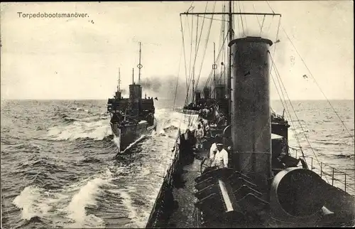 Ak Deutsche Kriegsschiffe, Torpedobootsmanöver, Kaiserliche Marine