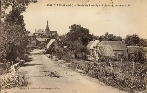 Ak Clefs Maine et Loire, Route de Turbilly et Volandry, un beau coin