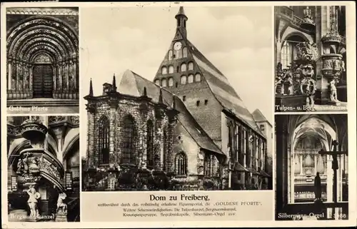 Ak Freiberg in Sachsen, Dom, Silbermann-Orgel, Goldene Pforte