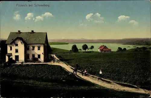 Ak Neustädtel Schneeberg im Erzgebirge, Bergsee Filzteich