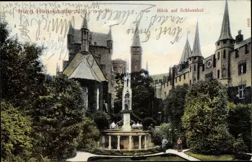 Ak Zimmern Bisingen im Zollernalbkreis, Burg Hohenzollern, Schlosshof