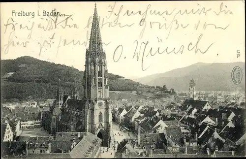 Ak Freiburg im Breisgau, Stadtbild mit Münster