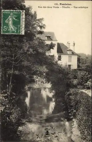 Ak Pontoise Val d'Oise, Rue des deux Ponts, Moulin