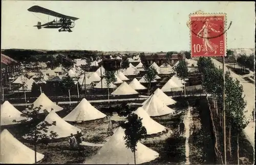 Ak Mailly le Camp Aube, Militärlager, Flugzeug