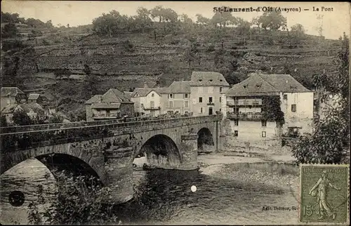 Ak Saint Laurent d'Olt Aveyron, Le Pont