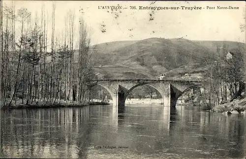 Ak Entraygues sur Truyère Aveyron, Pont Notre Dame