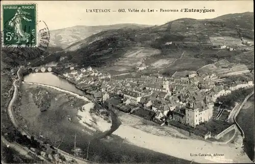 Ak Entraygues sur Truyère Aveyron, Vallée du Lot, Panorama