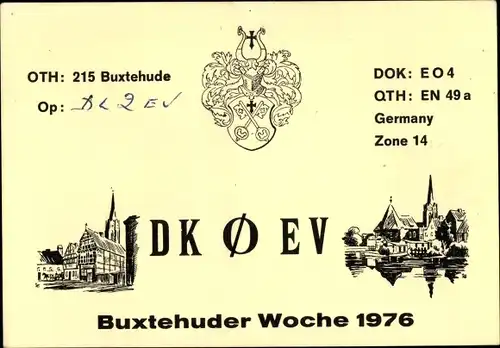 Ak QSL Karte, Funkerkarte, Buxtehuder Woche 1976, DK0EV
