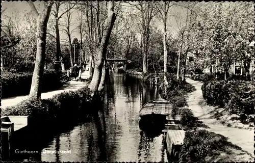 Ak Giethoorn Overijssel Niederlande, Dorpsgracht