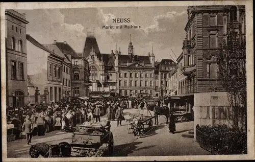 Ak Neuss am Rhein, Markt mit Rathaus