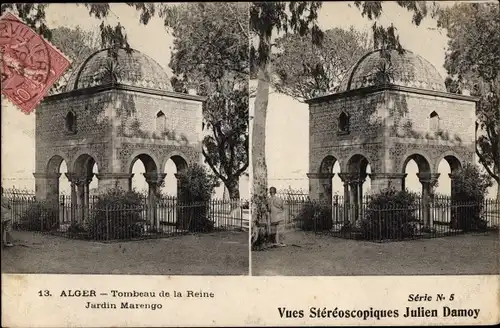 Stereo Ak Algier Alger Algerien, Tombeau de la Reine, Jardin Marengo