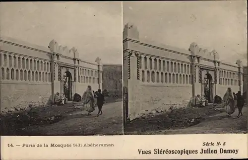 Stereo Ak Algier Alger Algerien, Porte de la Mosquee Sidi Abdheraman