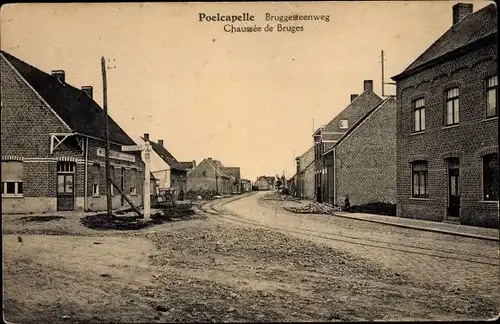 Ak Langemark Poelkapelle Westflandern, Bruggesteenweg