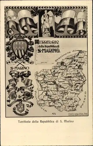 Landkarten Wappen Ak San Marino, Territorio della Repubblica