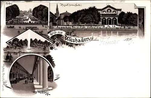Vorläufer Litho Wiesbaden in Hessen, Kurhaus, Kursaal, Colonnade