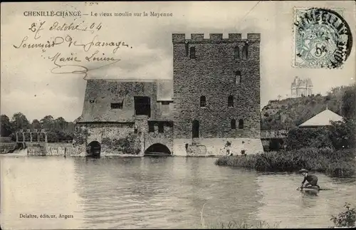 Ak Chenillé Changé Maine et Loire, Le vieux moulin sur la Mayenne