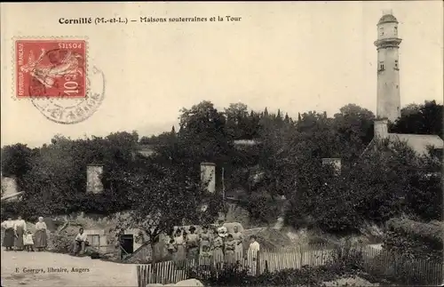 Ak Cornillé Maine et Loire, Maison souterraines et la Tour