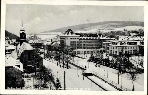 Ak Oberschlema Bad Schlema in Sachsen, Panorama vom Ort, Winterlandschaft