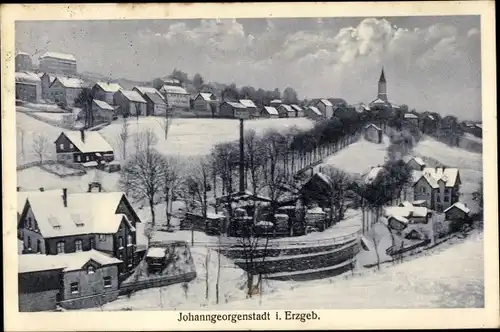 Ak Johanngeorgenstadt im Erzgebirge, Gesamtansicht im Winter