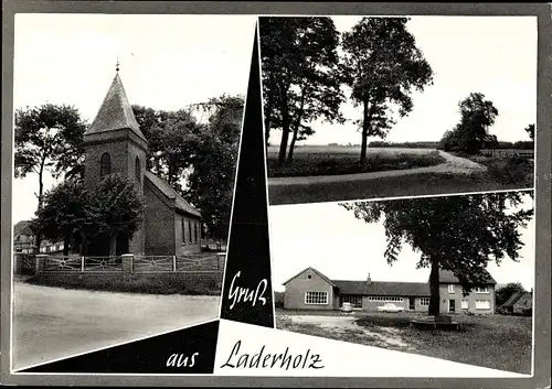 Ak Laderholz Neustadt am Rübenberge, Kirche, Wegepartie, Gebäude