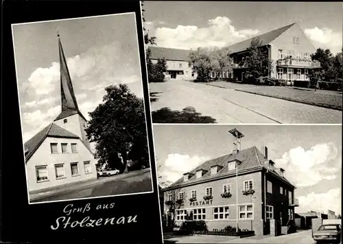 Ak Stolzenau an der Weser, Kirche, Postamt, Gebäude