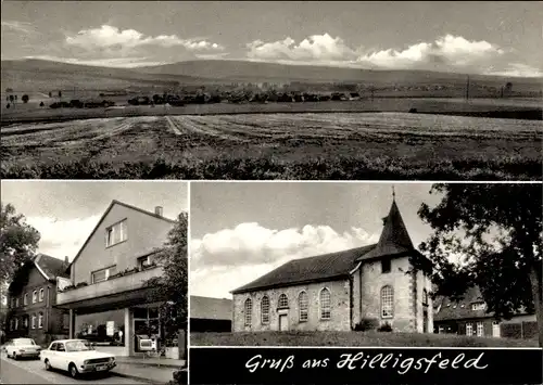 Ak Klein Hilligsfeld Hameln, Panorama, Kirche, Geschäft