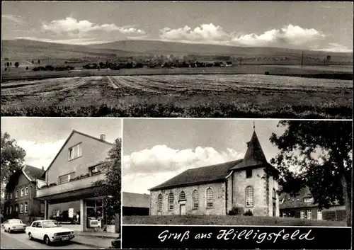 Ak Klein Hilligsfeld Hameln, Panorama, Kirche, Geschäft