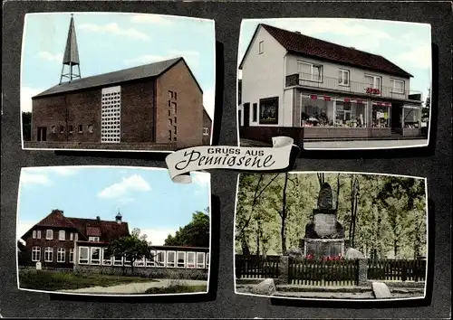 Ak Pennigsehl in Niedersachsen, Kirche, Geschäft, Denkmal, Schule