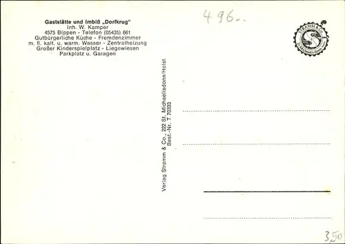 Ak Bippen Niedersachsen, Gaststätte und Imbiss Dorfkrug, Aussen- und Innenansicht