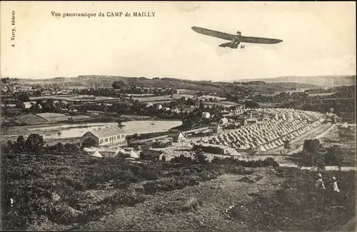 Ak Mailly le Camp Aube, Vue panoramique, Aeroplane