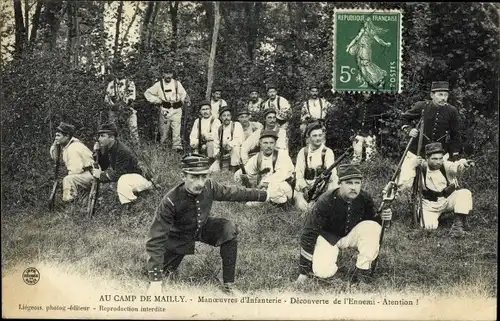 Ak Mailly le Camp Aube, Manoeuvres d'Infanterie, decouverte de l'Ennemi