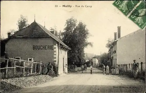 Ak Mailly le Camp Aube, rue du Camp, Boucherie