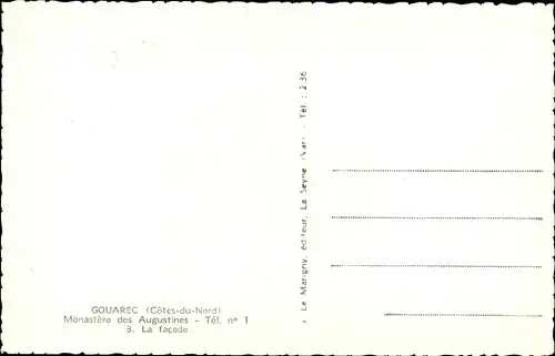 Ak Gouarec Côtes d'Armor, Monastère des Augustines