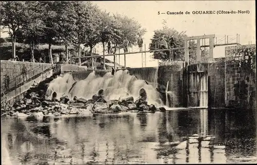 Ak Gouarec Côtes d'Armor, Cascade, Wehr, Schleuse