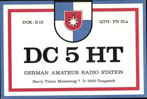 Ak QSL Karte, Funkerkarte, DC5HT, Harry Timm Tangstedt, zu DL0JZ