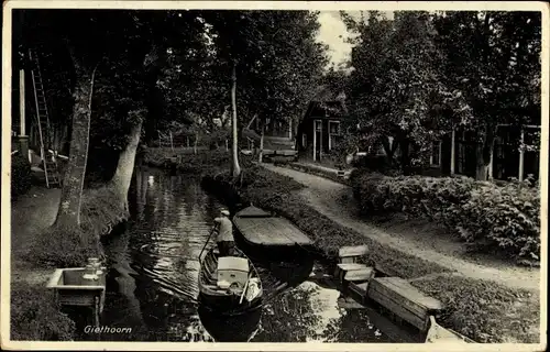 Ak Giethoorn Overijssel Niederlande, Ruderpartie, Fluss, Boot