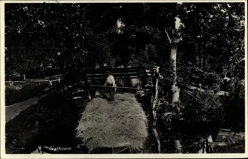 Ak Giethoorn Overijssel Niederlande, Ruderpartie, Transport, Stroh