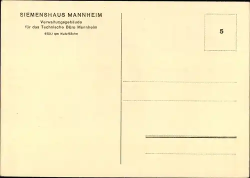 Ak Mannheim in Baden Württemberg, Siemenshaus, Verwaltungsgebäude für das Technische Büro