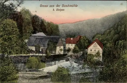 Ak Buschmühle Stolpen Sachsen, Wehr, Gasthaus