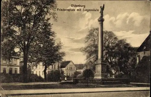 Ak Oldenburg im Großherzogtum Oldenburg, Friedensplatz, Siegessäule
