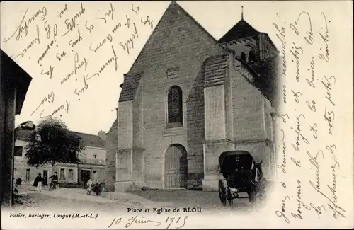 Ak Blou Maine-et-Loire, Eglise, Place