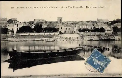 Ak La Pointe Maine et Loire, Vue d'ensemble et Barrage sur la Loire