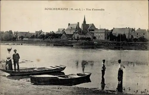 Ak Bouchemaine Maine-et-Loire, Blick auf den Ort, Angler